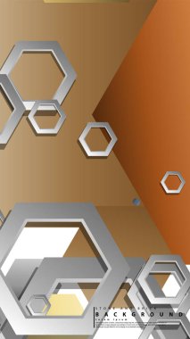 Altıgen taş ve tuğla renk kompozisyonları ile soyut geometrik arka planlar. Vektör çizimi