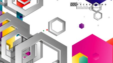 Altıgen ile soyut geometrik arka plan, renk kompozisyonları parlak. Vektör çizimi