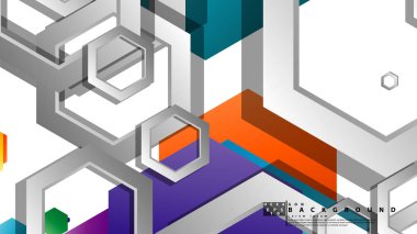 Altıgen ile soyut geometrik arka plan, renk kompozisyonları parlak. Vektör çizimi