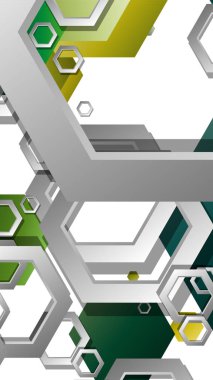 Altıgenler ile soyut geometrik arka plan, yaprak renk kompozisyonu. Vektör çizimi