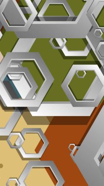 Altıgen, orta çağ renk kompozisyonu ile soyut geometrik arka plan. Vektör çizimi