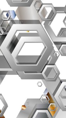 Altıgen metal renk kompozisyonu ile soyut geometrik arka plan. Vektör çizimi