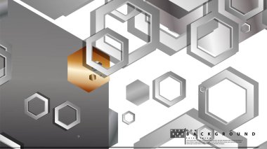 Altıgen metal renk kompozisyonu ile soyut geometrik arka plan. Vektör çizimi
