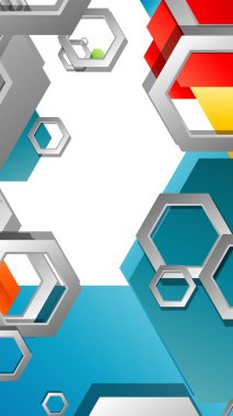 Altıgen ile soyut geometrik arka plan, renk kompozisyonları parlak. Vektör çizimi