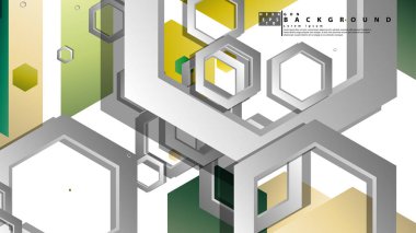 Altıgenler ile soyut geometrik arka plan, yaprak renk kompozisyonu. Vektör çizimi