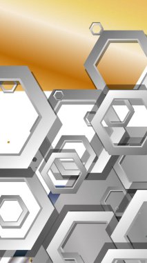 Altıgen metal renk kompozisyonu ile soyut geometrik arka plan. Vektör çizimi