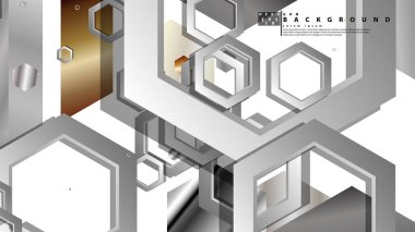 Altıgen metal renk kompozisyonu ile soyut geometrik arka plan. Vektör çizimi