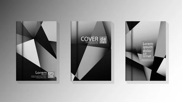 Set Cover Design Poster mit geometrischen geschichteten Dreiecken — Stockvektor