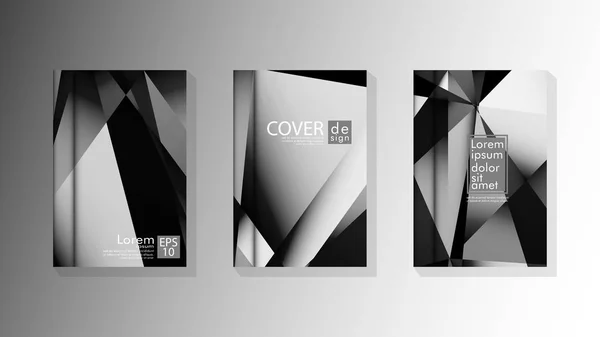 Set Cover Design Poster mit geometrischen geschichteten Dreiecken — Stockvektor