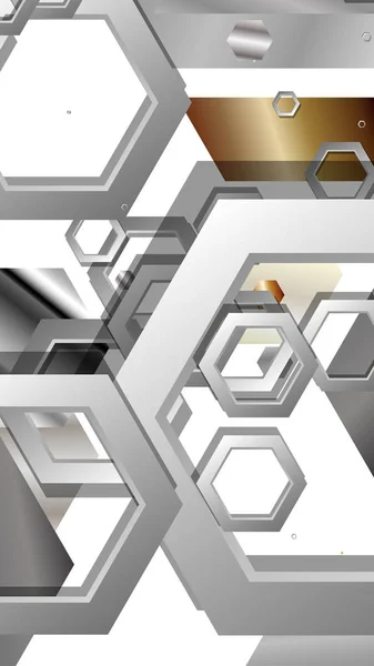 Latar belakang geometris abstrak dengan komposisi warna logam heksagon. Ilustrasi vektor - Stok Vektor