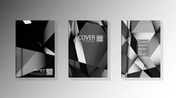 Set Cover Design Poster mit geometrischen geschichteten Dreiecken — Stockvektor