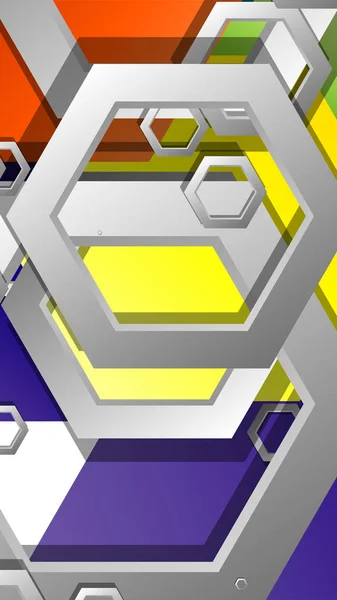 Fundo geométrico abstrato com hexágono, cores brilhantes composições. Ilustração vetorial — Vetor de Stock