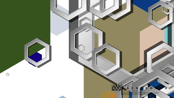 Abstrakter geometrischer Hintergrund mit hexagonaler kalter Farbkomposition. Vektorillustration — Stockvektor