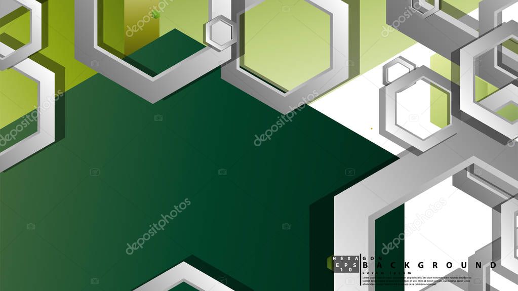 Abstract geometric background with hexagons, foliage color composition. Vector illustration