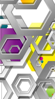 Altıgen ile soyut geometrik arka plan, renk kompozisyonları parlak. Vektör çizimi