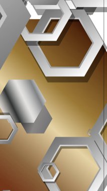Altıgen metal renk kompozisyonu ile soyut geometrik arka plan. Vektör çizimi