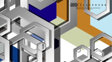 Altıgen soğuk renk kompozisyonu ile soyut geometrik arka plan. Vektör çizimi