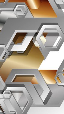 Altıgen metal renk kompozisyonu ile soyut geometrik arka plan. Vektör çizimi