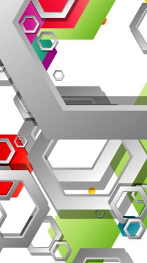 Altıgen ile soyut geometrik arka plan, renk kompozisyonları parlak. Vektör çizimi