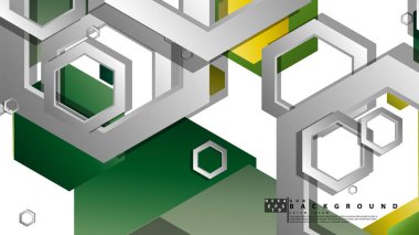 Altıgenler ile soyut geometrik arka plan, yaprak renk kompozisyonu. Vektör çizimi