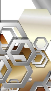 Altıgen metal renk kompozisyonu ile soyut geometrik arka plan. Vektör çizimi