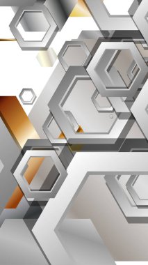 Altıgen metal renk kompozisyonu ile soyut geometrik arka plan. Vektör çizimi