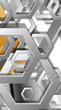 Altıgen metal renk kompozisyonu ile soyut geometrik arka plan. Vektör çizimi