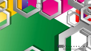 Altıgen ile soyut geometrik arka plan, renk kompozisyonları parlak. Vektör çizimi