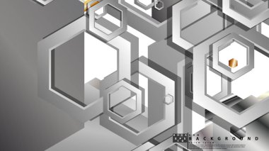 Altıgen metal renk kompozisyonu ile soyut geometrik arka plan. Vektör çizimi