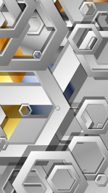 Altıgen metal renk kompozisyonu ile soyut geometrik arka plan. Vektör çizimi