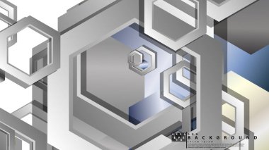 Altıgen metal renk kompozisyonu ile soyut geometrik arka plan. Vektör çizimi