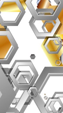 Altıgen metal renk kompozisyonu ile soyut geometrik arka plan. Vektör çizimi