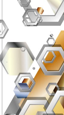 Altıgen metal renk kompozisyonu ile soyut geometrik arka plan. Vektör çizimi