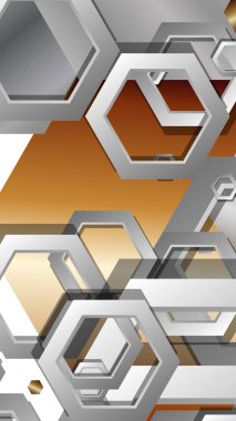 Altıgen metal renk kompozisyonu ile soyut geometrik arka plan. Vektör çizimi