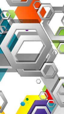 Altıgen ile soyut geometrik arka plan, renk kompozisyonları parlak. Vektör çizimi