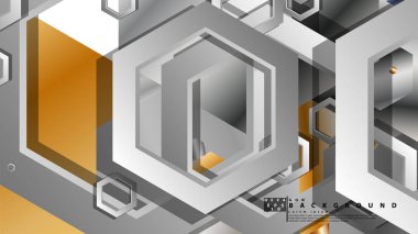 Altıgen metal renk kompozisyonu ile soyut geometrik arka plan. Vektör çizimi
