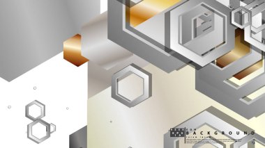 Altıgen metal renk kompozisyonu ile soyut geometrik arka plan. Vektör çizimi