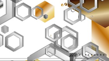 Altıgen metal renk kompozisyonu ile soyut geometrik arka plan. Vektör çizimi