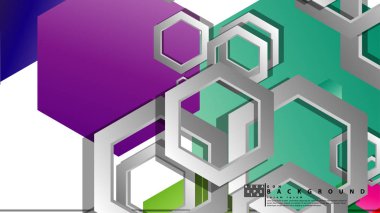 Altıgen ile soyut geometrik arka plan, renk kompozisyonları parlak. Vektör çizimi