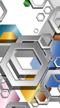 Altıgen mücevherler renk kompozisyonları ile soyut geometrik arka plan. Vektör çizimi