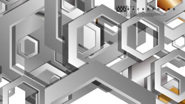 Altıgen metal renk kompozisyonu ile soyut geometrik arka plan. Vektör çizimi