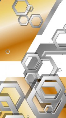 Altıgen metal renk kompozisyonu ile soyut geometrik arka plan. Vektör çizimi