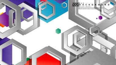 Altıgen ile soyut geometrik arka plan, renk kompozisyonları parlak. Vektör çizimi