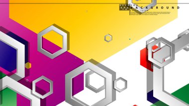 Altıgen ile soyut geometrik arka plan, renk kompozisyonları parlak. Vektör çizimi