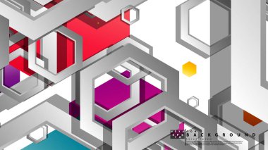 Altıgen ile soyut geometrik arka plan, renk kompozisyonları parlak. Vektör çizimi