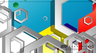 Altıgen ile soyut geometrik arka plan, renk kompozisyonları parlak. Vektör çizimi