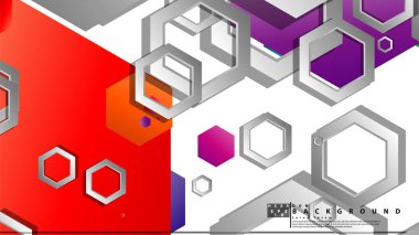 Altıgen ile soyut geometrik arka plan, renk kompozisyonları parlak. Vektör çizimi