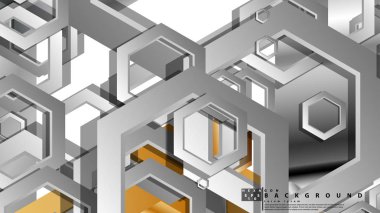 Altıgen metal renk kompozisyonu ile soyut geometrik arka plan. Vektör çizimi