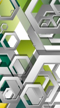 Altıgenler ile soyut geometrik arka plan, yaprak renk kompozisyonu. Vektör çizimi