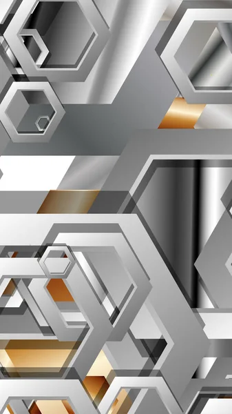 Абстрактный геометрический фон с шестиугольным металлическим цветовым составом. Векторная иллюстрация — стоковый вектор
